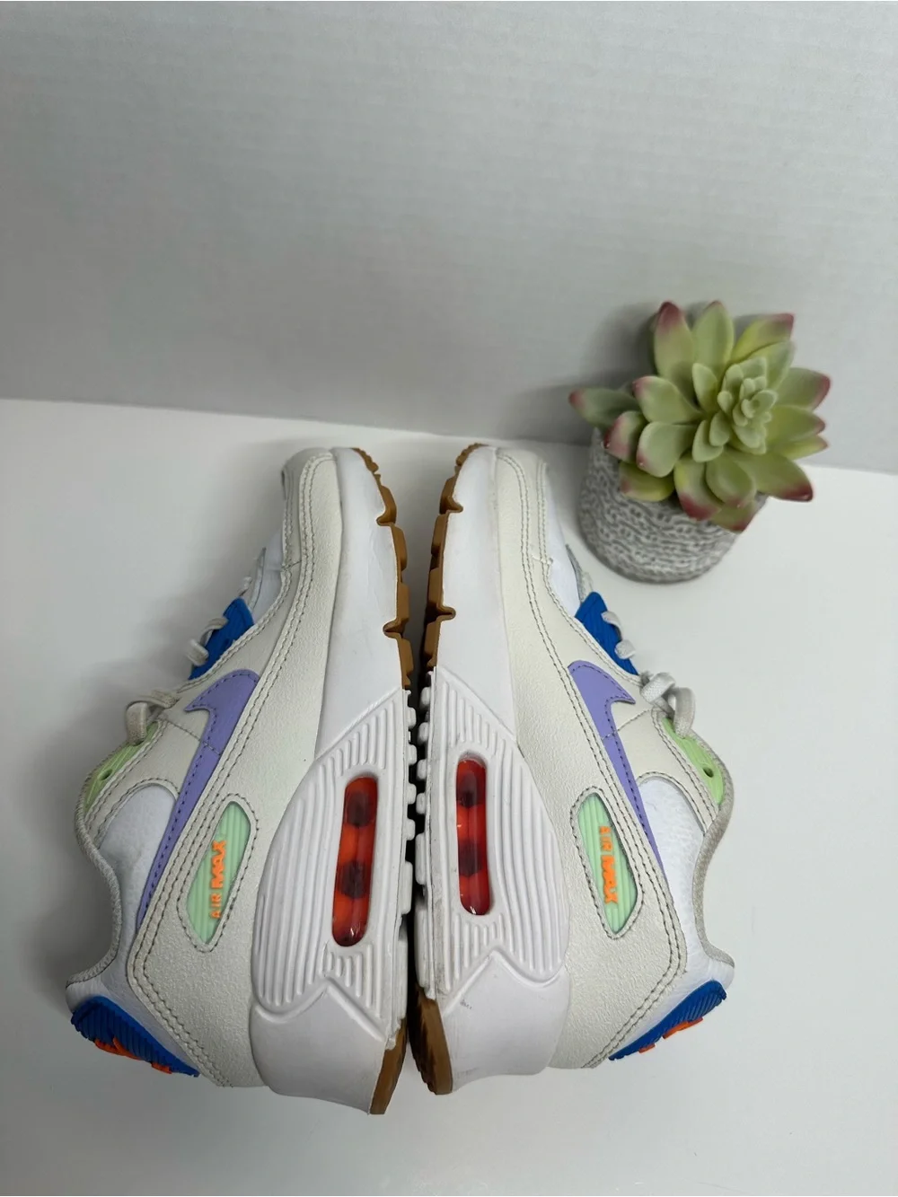 Nike Kids Air Max Sneakers - White with Blue, Green & Orange Accents